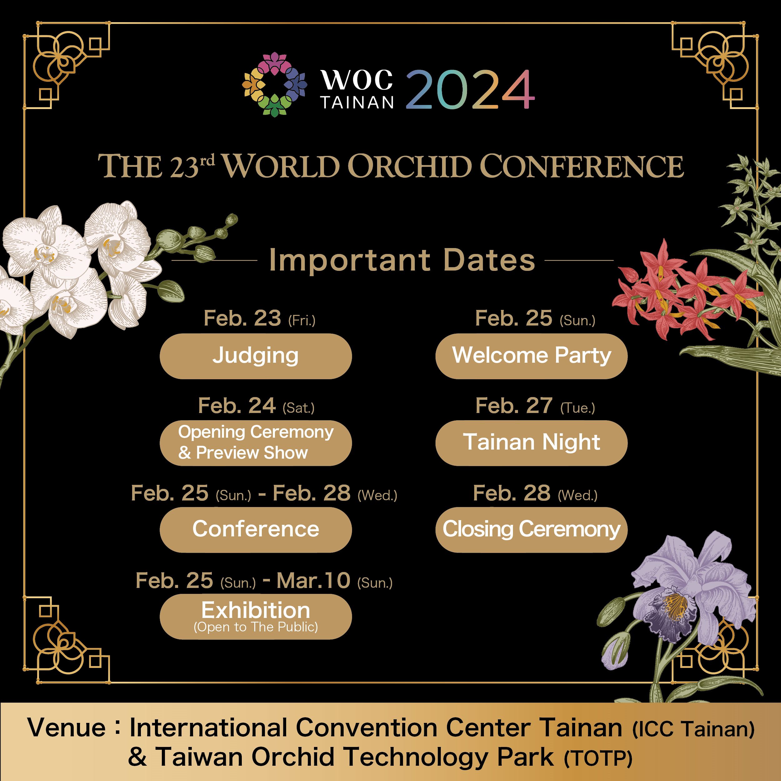 The 23rd World Orchid Conference Will Take Place In Tainan Taiwan In   WOC 